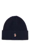 MONCLER NAVY BLUE WOOL BEANIE HAT