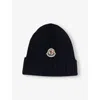 Moncler Navy Brand-badge Ribbed Wool Knit Hat Xxxs
