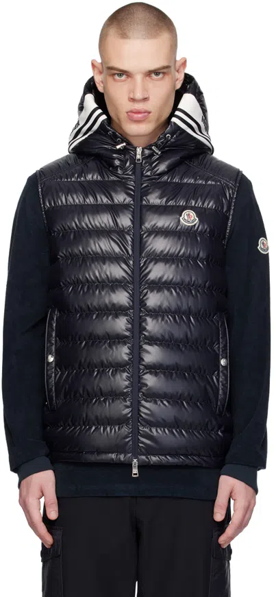 Moncler Navy Clai Down Vest In Dark Navy Blue 778