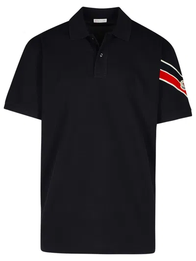 MONCLER NAVY COTTON POLO SHIRT