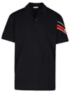 Moncler Short Sleeve Pique Polo Shirt In Navy