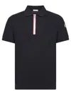 Moncler Zip Polo Shirt In Navy