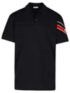 Moncler Short Sleeve Pique Polo Shirt In Navy