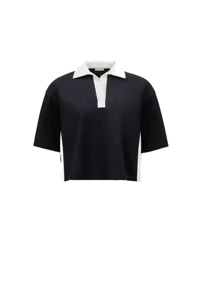 Moncler Navy Cotton Polo Shirt For Women