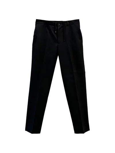 Moncler Navy Cotton Polyamide Trousers In Black