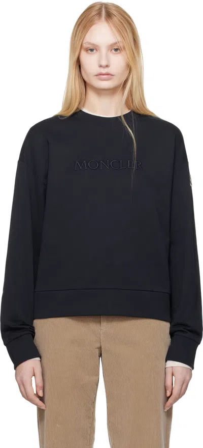 Moncler Navy Embroidered Logo Sweatshirt In 778 Blue