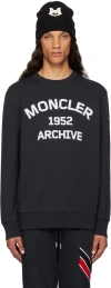 Moncler Navy Felted-logo Sweatshirt In 778 - Dark Navy Blue