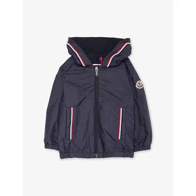 Moncler Babies' Navy Granduc Hooded Nylon Jacket 3 Months-3 Year In Blue