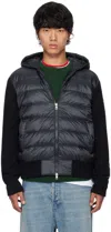 Moncler Cardigan Tricot À Empiècements Matelassés In 742 - Navy Blue