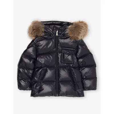 Moncler Babies' Navy Hooded Padded Shell-down Jacket 9 Months - 3 In Blue