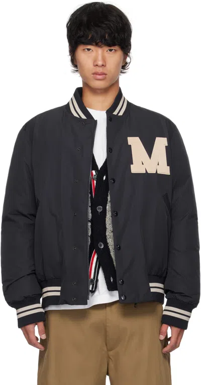 Moncler Ribbed Collar With Striped Details Jacket In Blue