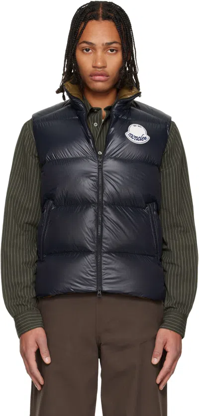 Moncler High Neck Sleeveless Puffer Jacket In Blue