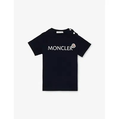 Moncler Babies' Navy Logo-print Cotton T-shirt 3 Months- 3 Year In Blue