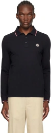 MONCLER NAVY LONG SLEEVE POLO