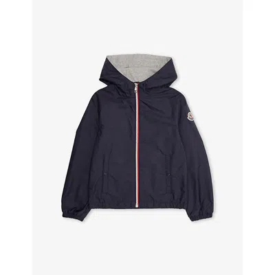 Moncler Kids' Navy Newurville Hooded Woven-shell Jacket In Blue