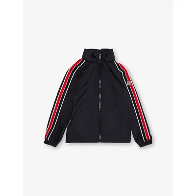 MONCLER NAVY NIKKI LOGO-PATCH WOVEN TRACK JACKET 4-14