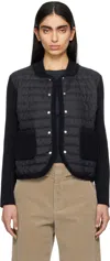 Moncler Navy Padded Wool Down Cardigan