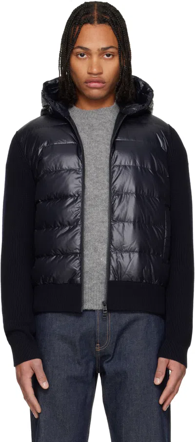 Moncler Navy Padded Wool Zip-up Down Jacket In Blue