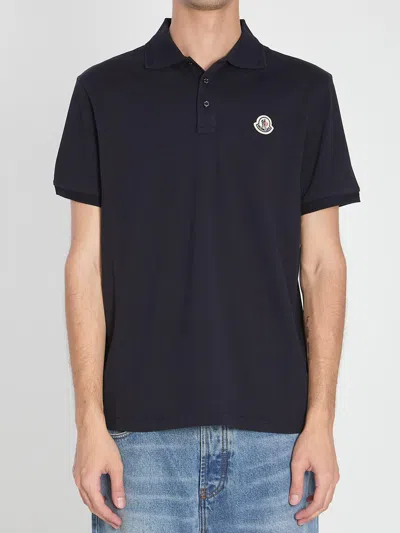 Moncler Navy Polo In Black