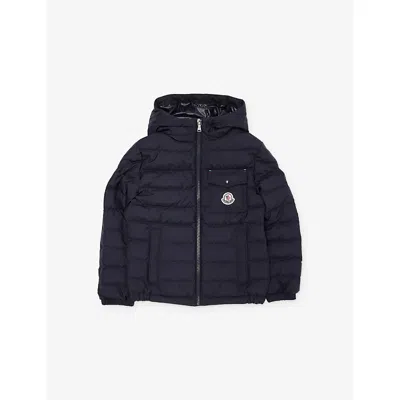 Moncler Kids' Navy Quillon Down Jacket 4-14 In Blue