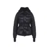 Moncler Puffer Jacket With Belted Waist And High Collar In Blue