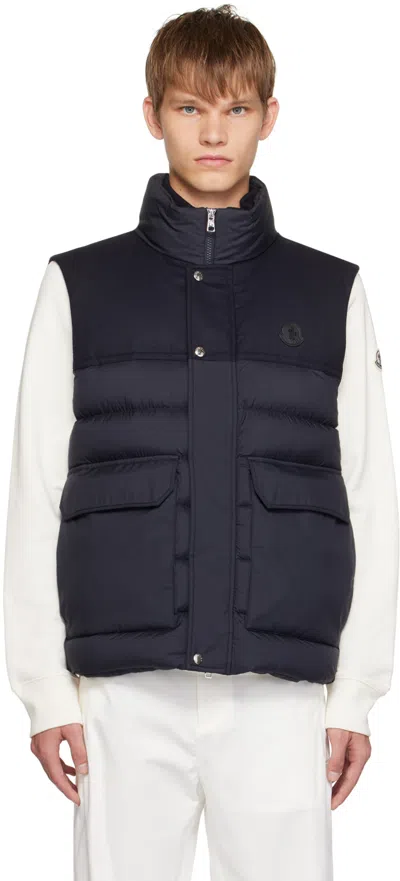 Moncler Navy Rance Down Vest In 776 Navy