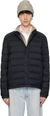 Moncler Navy Selves Short Down Jacket In 776 - Obsidian Blue