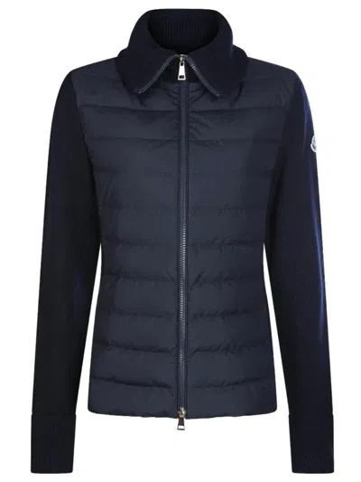 Moncler Navy Sport Jacket Combi Knit In Blue