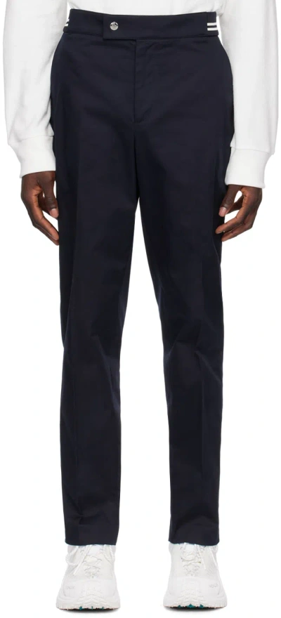 Moncler Navy Striped Trousers In Cosmic Blue 781