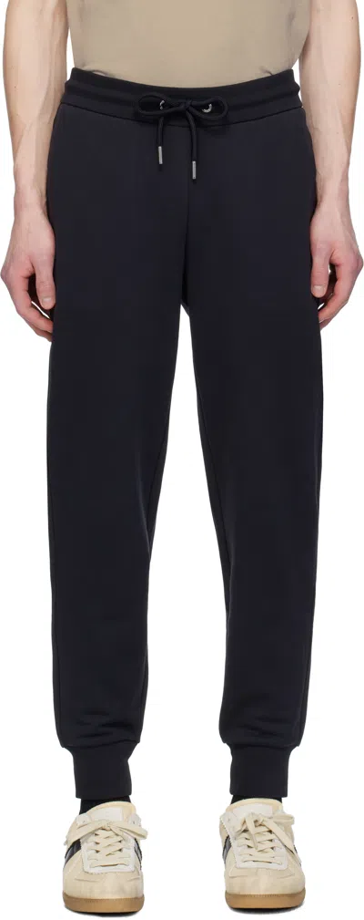 Moncler Navy Tricolor-trimmed Cotton Sweatpants In 778