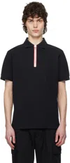 Moncler Zip Polo Shirt In 77x - Black Navy