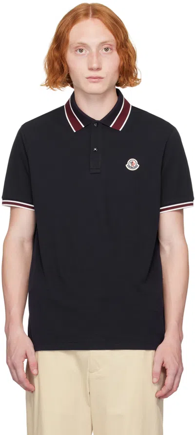 Moncler Navy Two-button Polo In Multi