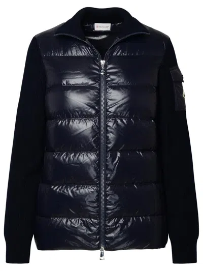 Moncler Navy Virgin Wool Jacket In Blue