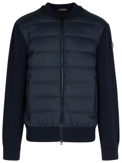 Moncler Navy Virgin Wool Sweater In Blue
