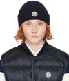 Moncler Navy Wool & Cashmere Beanie In 745 - Dark Blue