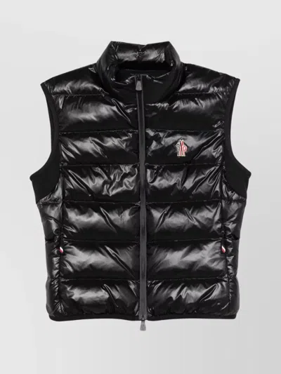 Moncler Neck High Padded Sleeveless Jacket In Black