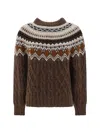 Moncler Patterned-jacquard Sweater In Pastel Brown