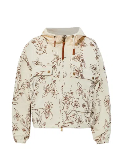 Moncler Nepeta Hooded Floral Print Jacket In Animal Print