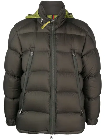 Moncler Nervion Logo-patch Hooded Jacket In Grün