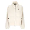 Moncler High Collar Fleece Pullover With Elastic Hem In White