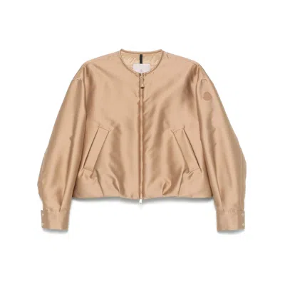 MONCLER MONCLER NEUTRALS JACKETS - BOMBER JACKETS WOMEN