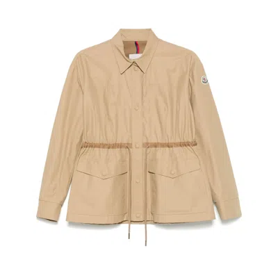Moncler Saulon Cotton Blend Field Jacket In Beige
