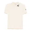 Moncler Ribbed Embellished Cotton-blend Polo Top In Neutral