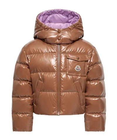 Moncler New Andro Hooded Down Jacket In Brown