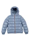 Moncler Medium Blue New Aubert Hodded Shell-down Jacket 4-14 In Blue