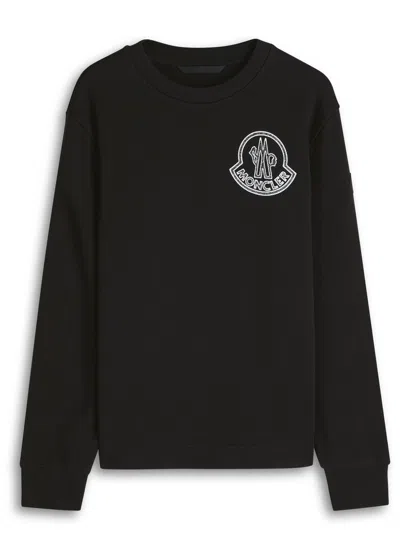 Moncler New Badge Logo-print Cotton Sweatshirt In Black