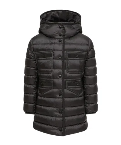 Moncler New Hirma Hooded Long Down Coat In Black