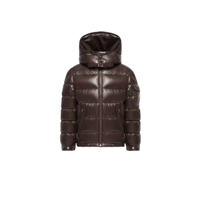 Moncler Kids' New Maya Hooded Down Jacket, Boys, Brown, Size: 14y
