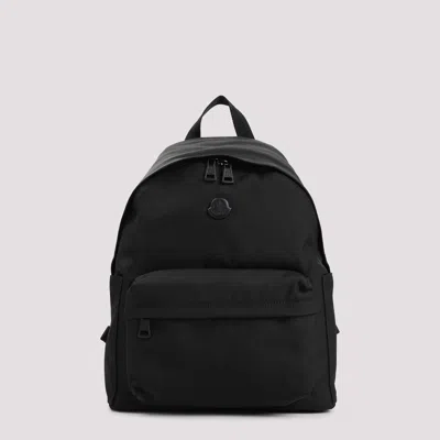 Moncler Pierrick Nylon Backpack Large Front Pocket In Black