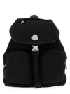Moncler Black Polyester Backpack With Multiple Storage In Black